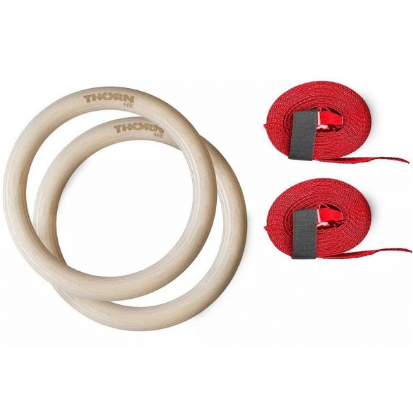 OBRĘCZE GIMNASTYCZNE DREWNIANE THORN FIT WOODEN RINGS SET WITH BANDS 32